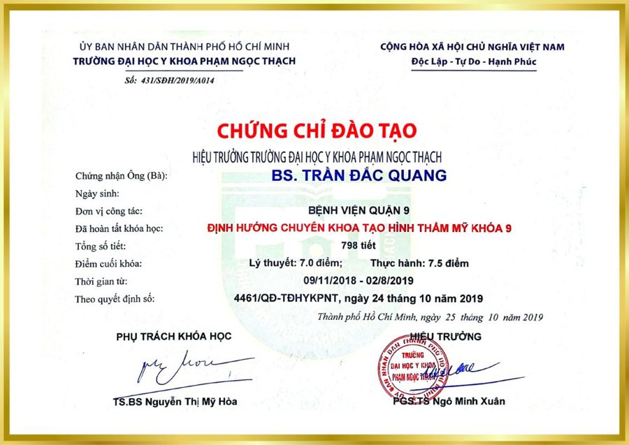 Định hướng chuyên khoa Tạo hình thẩm mỹ khóa 9 – BS. Trần Đắc Quang