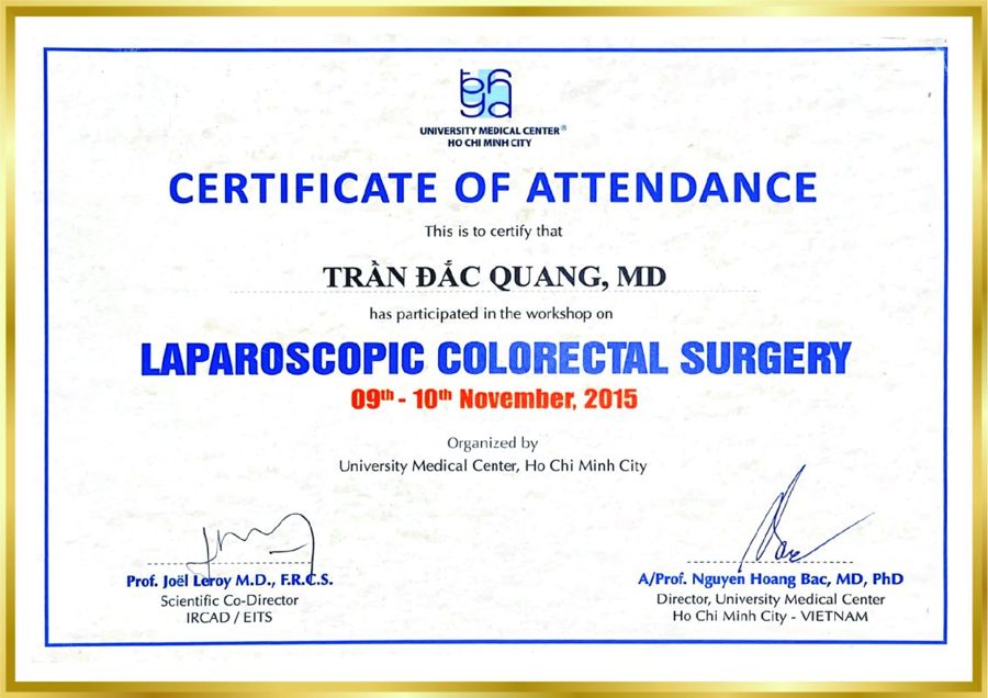Phẫu thuật nội soi đại trực tràng 2015 – BS. Trần Đắc Quang