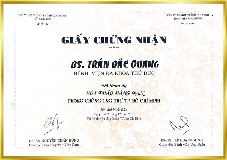 Phòng chống ung thư, BV Thủ Đức – BS. Trần Đắc Quang